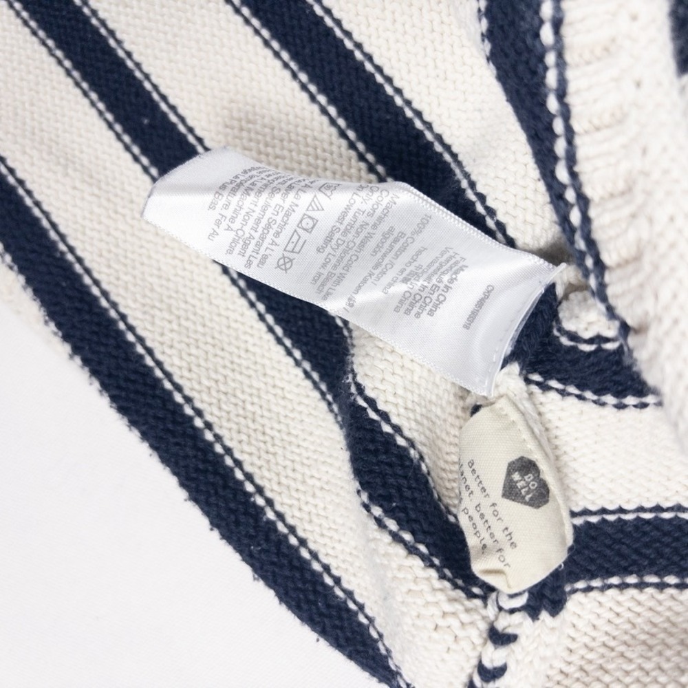 Madewell Conway Sweater Women M Blue Striped Rolled Neck Balloon Sleeve Nautical - Picture 3 of 7